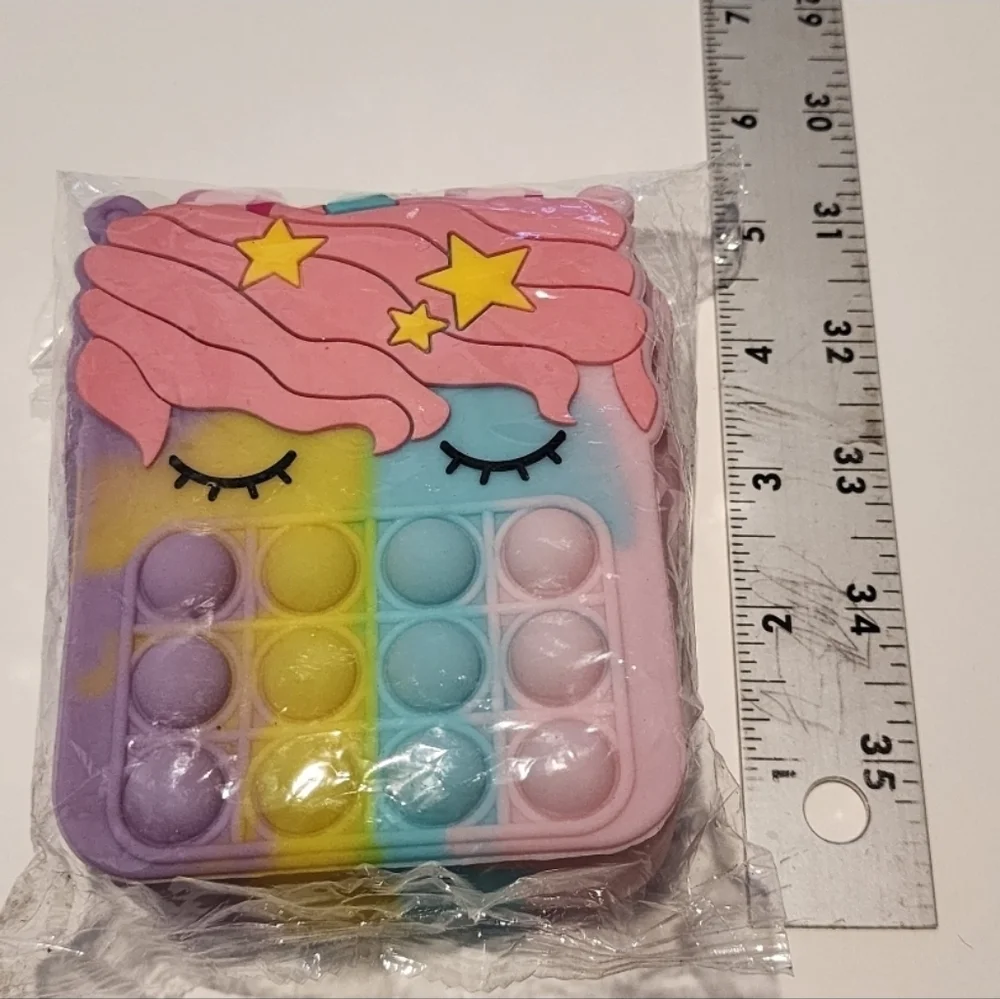 Unicorn Pop It Fidget Multicolor Crossbody Bag‎ Purse Colorful New